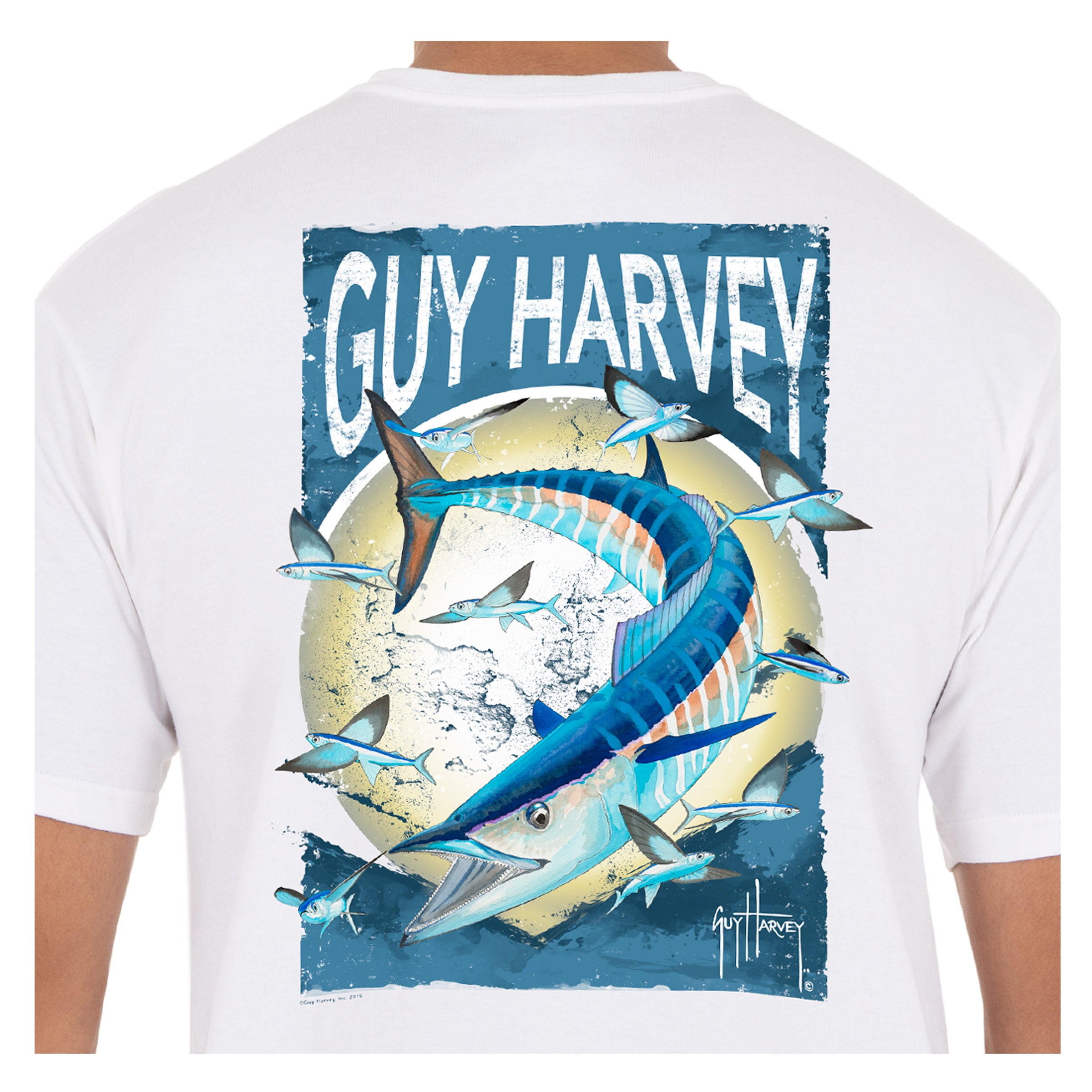 Men's Offshore Haul Wahoo Short Sleeve Pocket White T-Shirt View 3