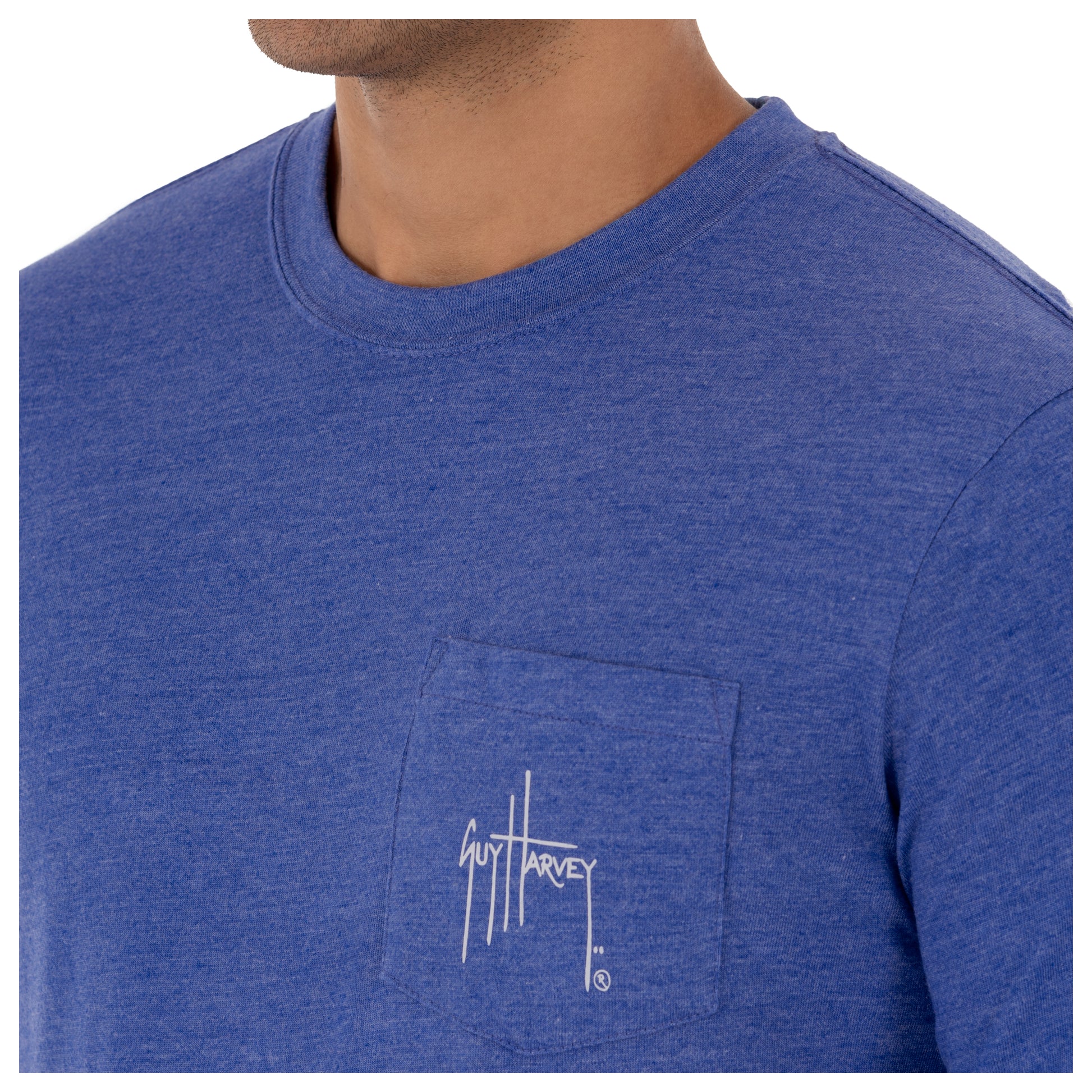 Men's Sunset Marlin Long Sleeve Pocket Royal T-Shirt View 4