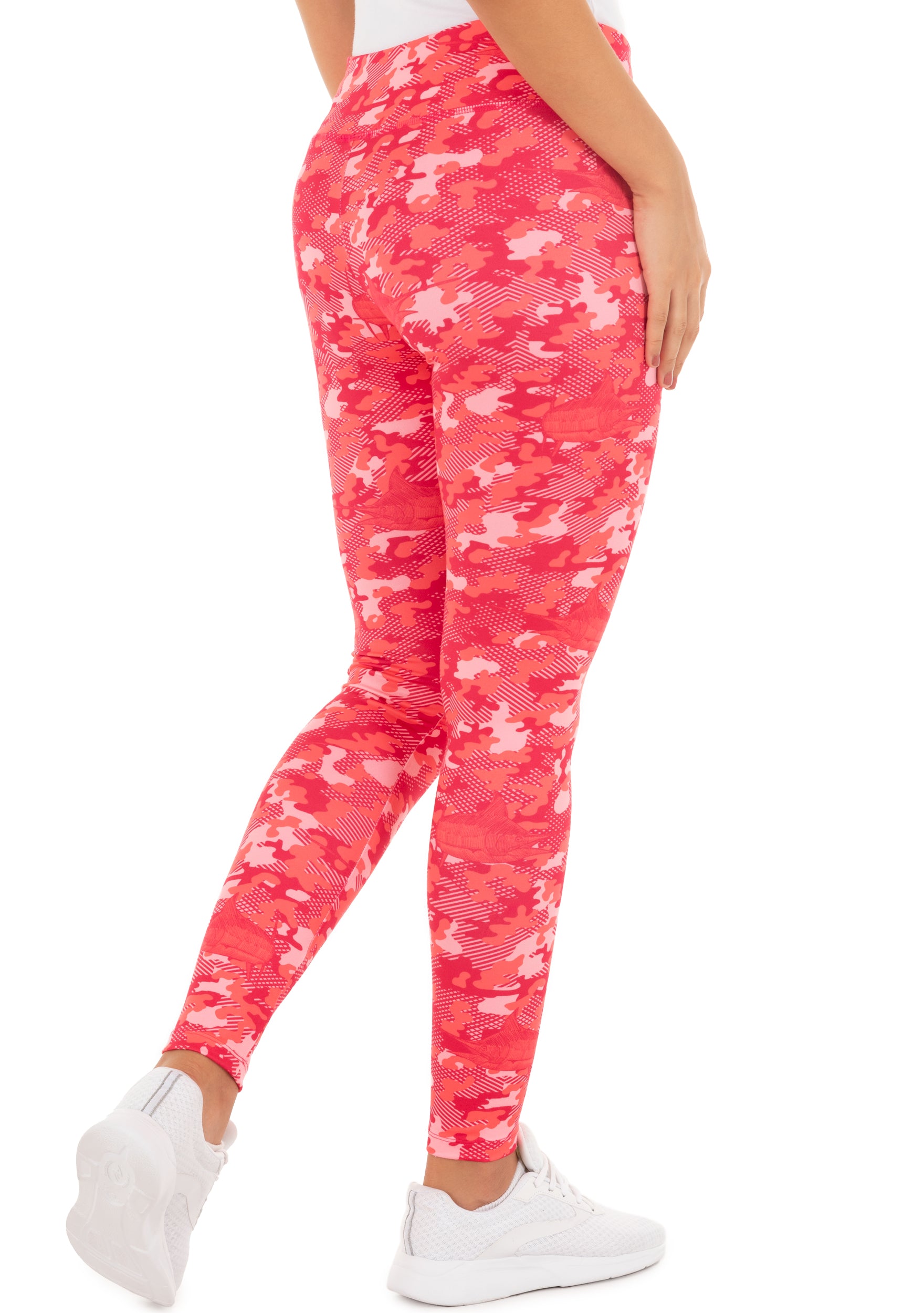 Ladies Coral Camo Yoga Pants View 3