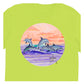 Girl's Dolphins Jumping Short Sleeve Green T-Shirt View 3