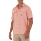 Men's Short Sleeve Texture Gingham Coral Performance Fishing Shirt View 5
