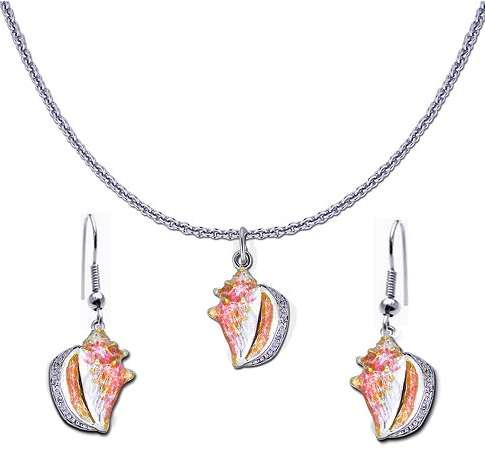 Guy Harvey Petite Conch Shell Necklace and Earring Set