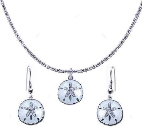 Guy Harvey Petite Sand Dollar Necklace and Earring Set