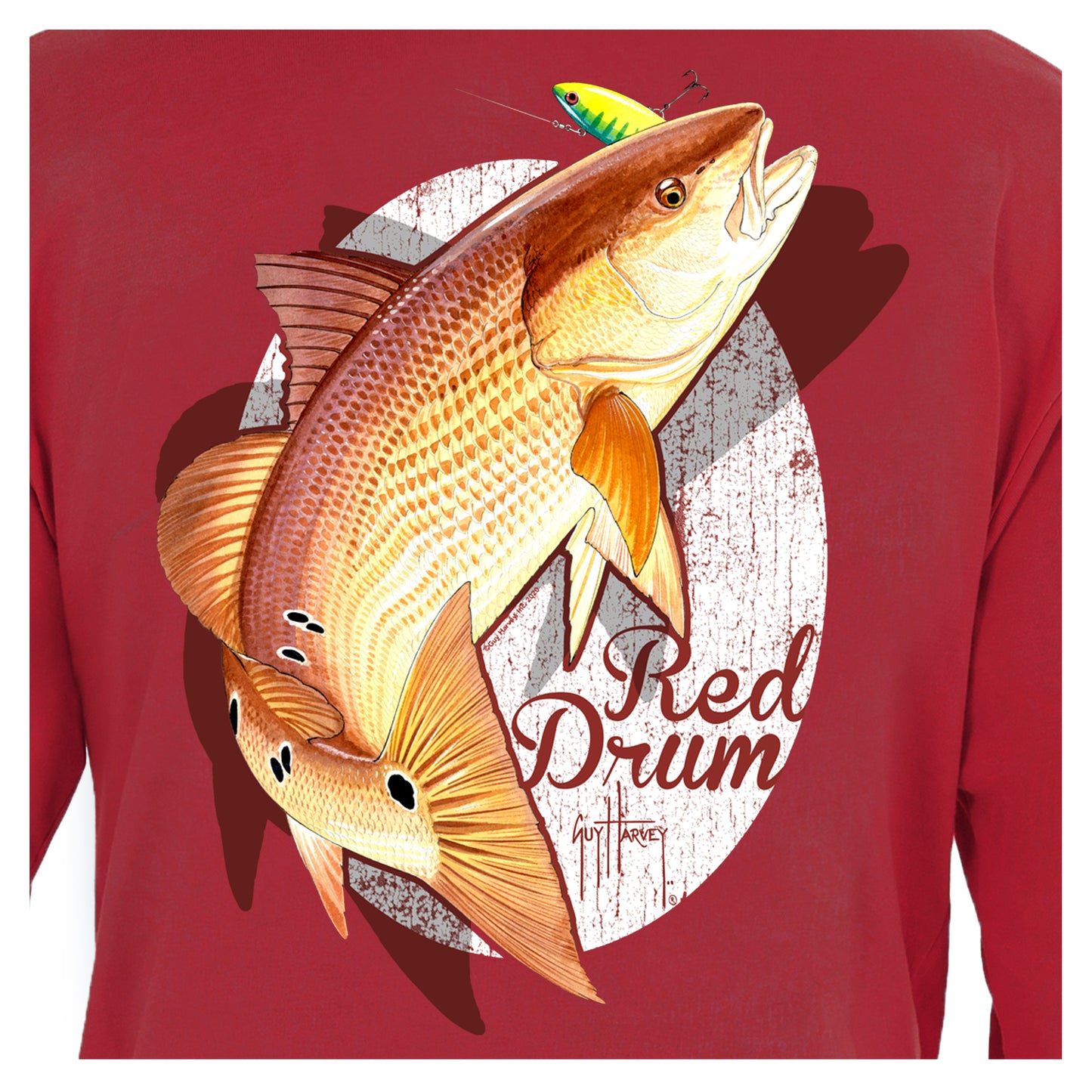 Men's Red Drum Long Sleeve Red T Shirt View 3