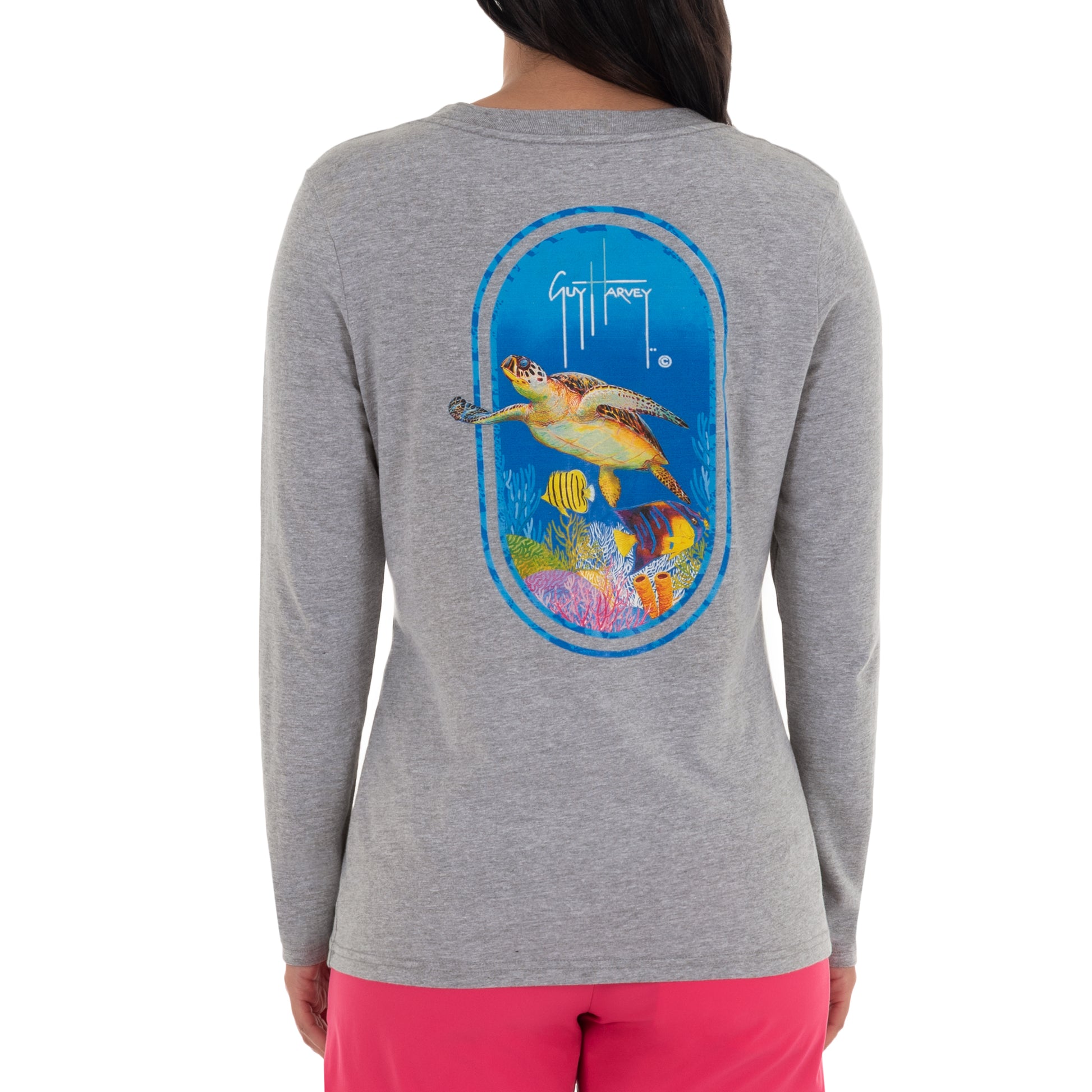 Ladies Reef And Friends Long Sleeve Grey T-Shirt View 1