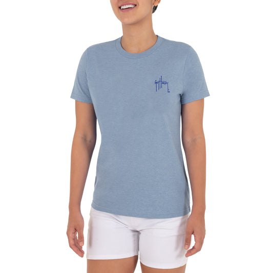 Ladies Tropical Short Sleeve Blue T-Shirt View 2
