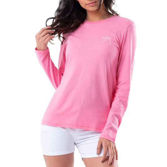 Ladies Two Sails Long Sleeve Crew Neck T-Shirt View 2