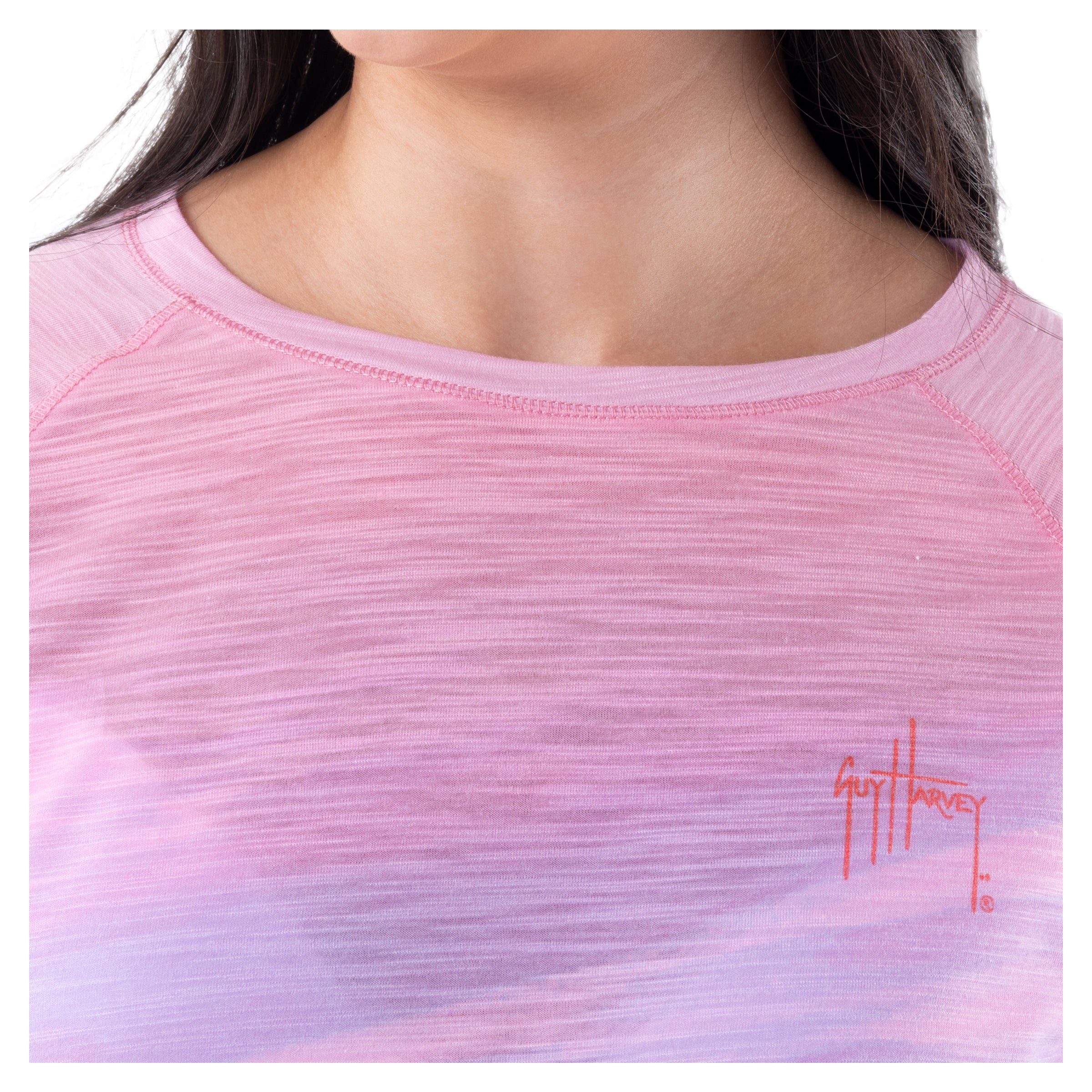 Ladies Let's Flamingle Long Sleeve Poly Rayon Slub Top View 6