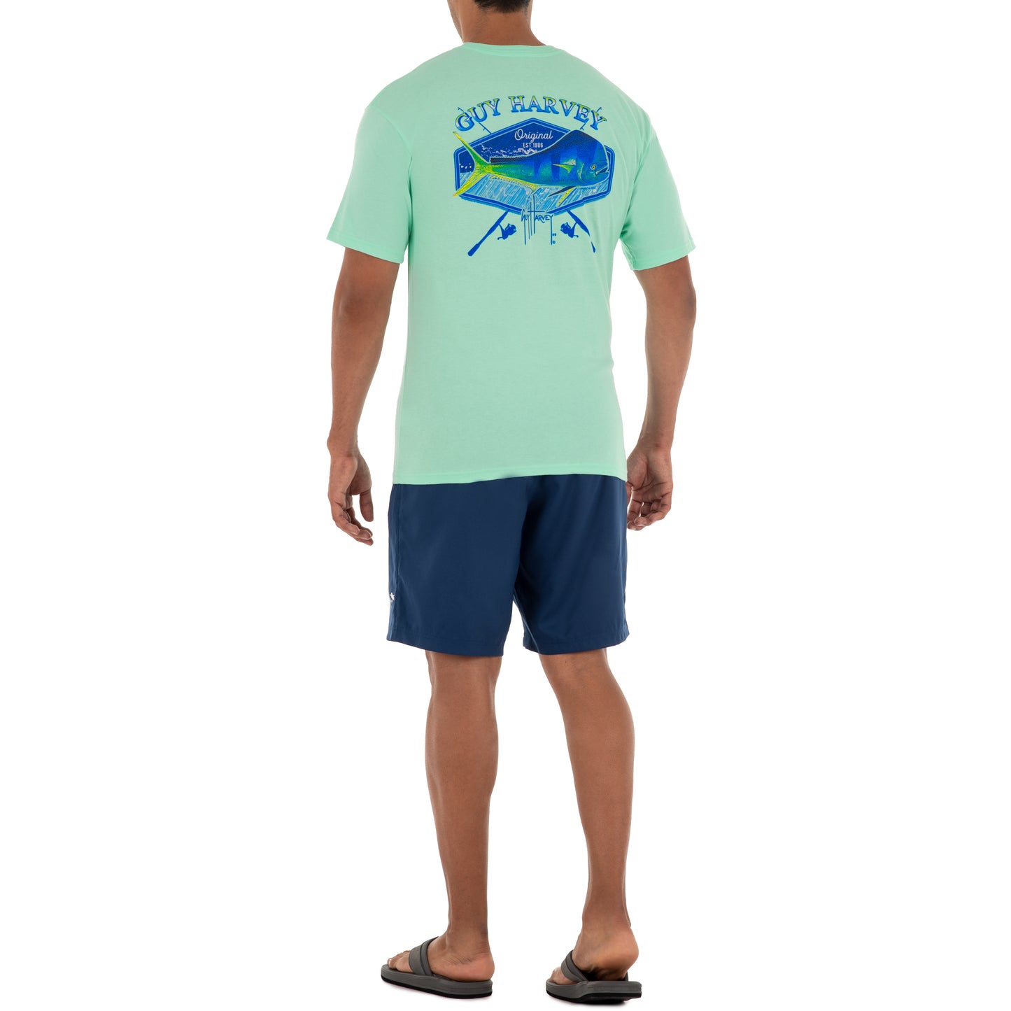 Men's Mahi Hex Short Sleeve Pocket Green T-Shirt View 5