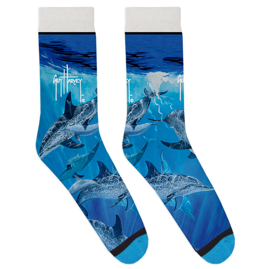 Dark Blue Dolphin Socks View 1