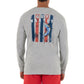 Men's Patriotic Marlin Long Sleeve Pocket Grey T-Shirt View 1