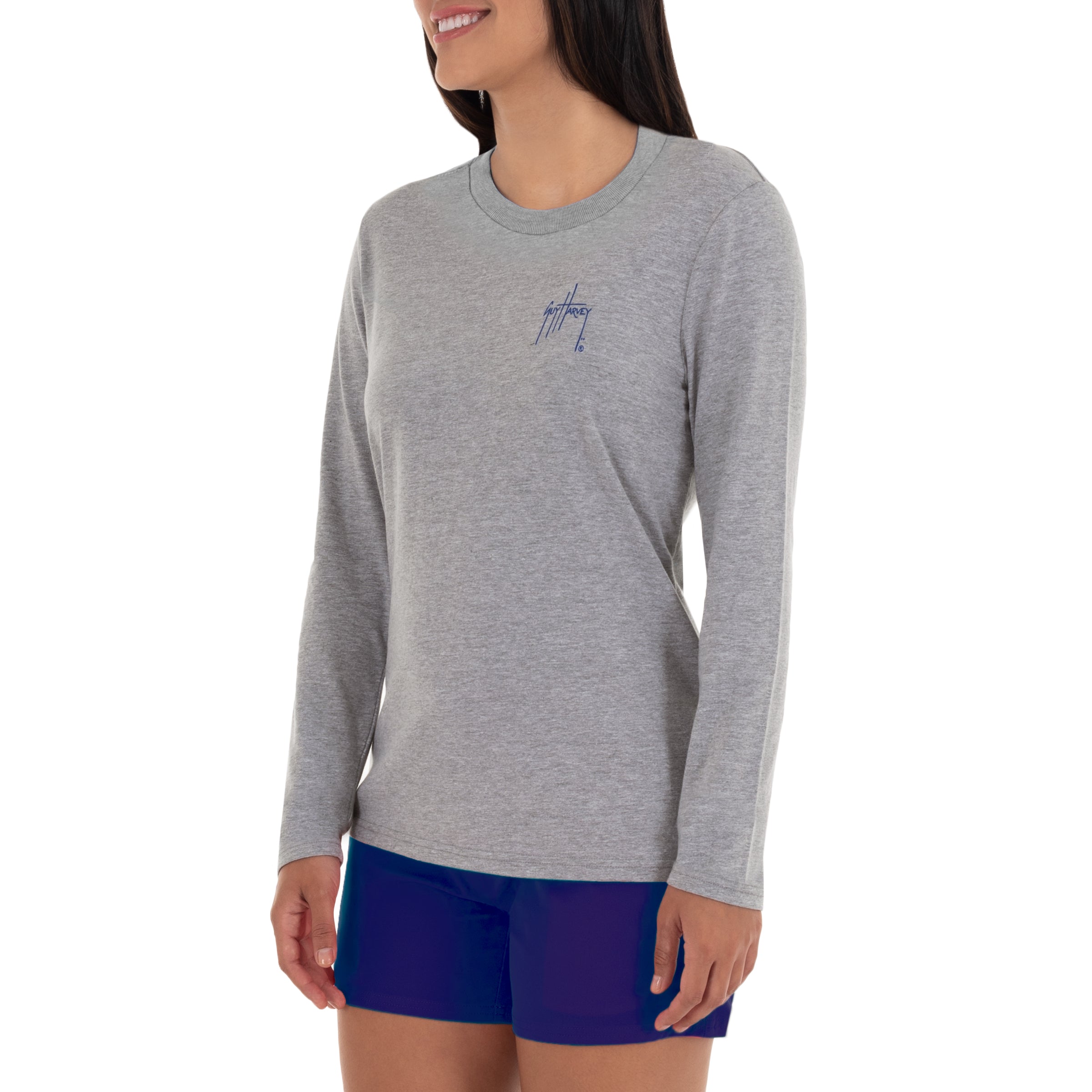 Ladies Hawksbill Long Sleeve Grey T-Shirt View 2