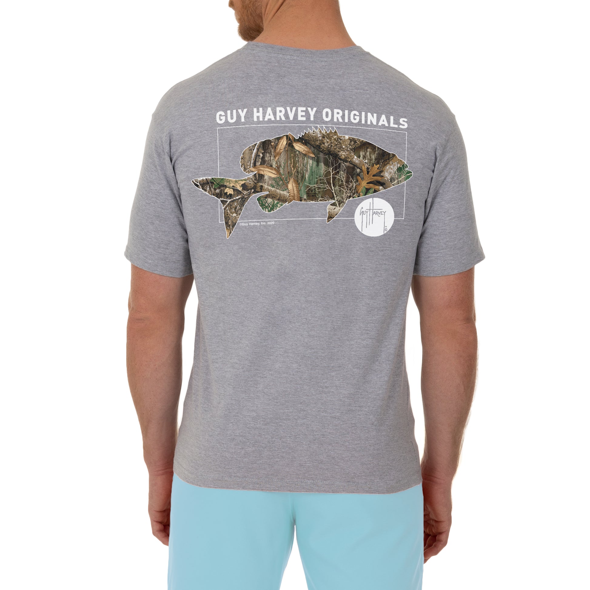 Men's Bass Circle Realtree Grey Short Sleeve Pocket T-Shirt – Guy Harvey