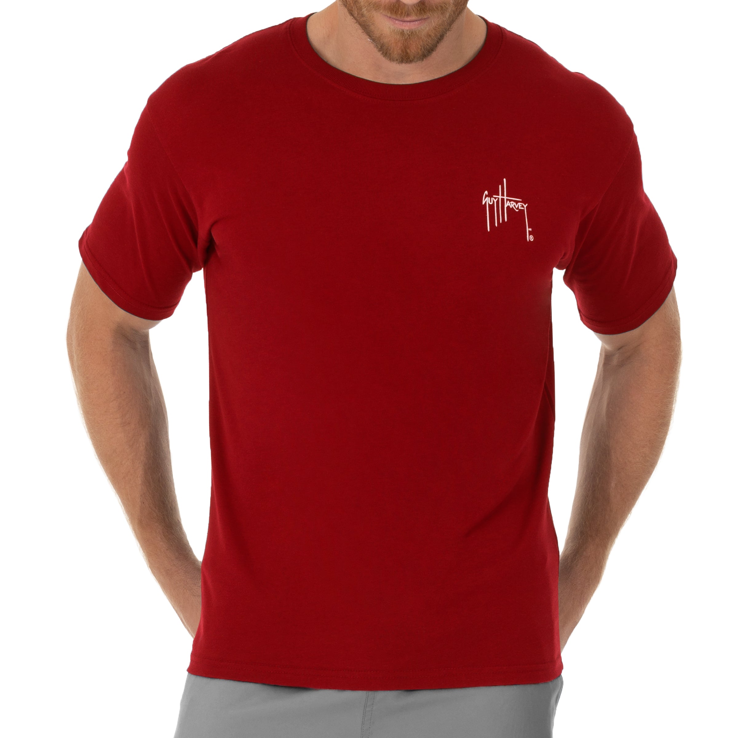 Men's Water Shield Short Sleeve Red T-Shirt View 2