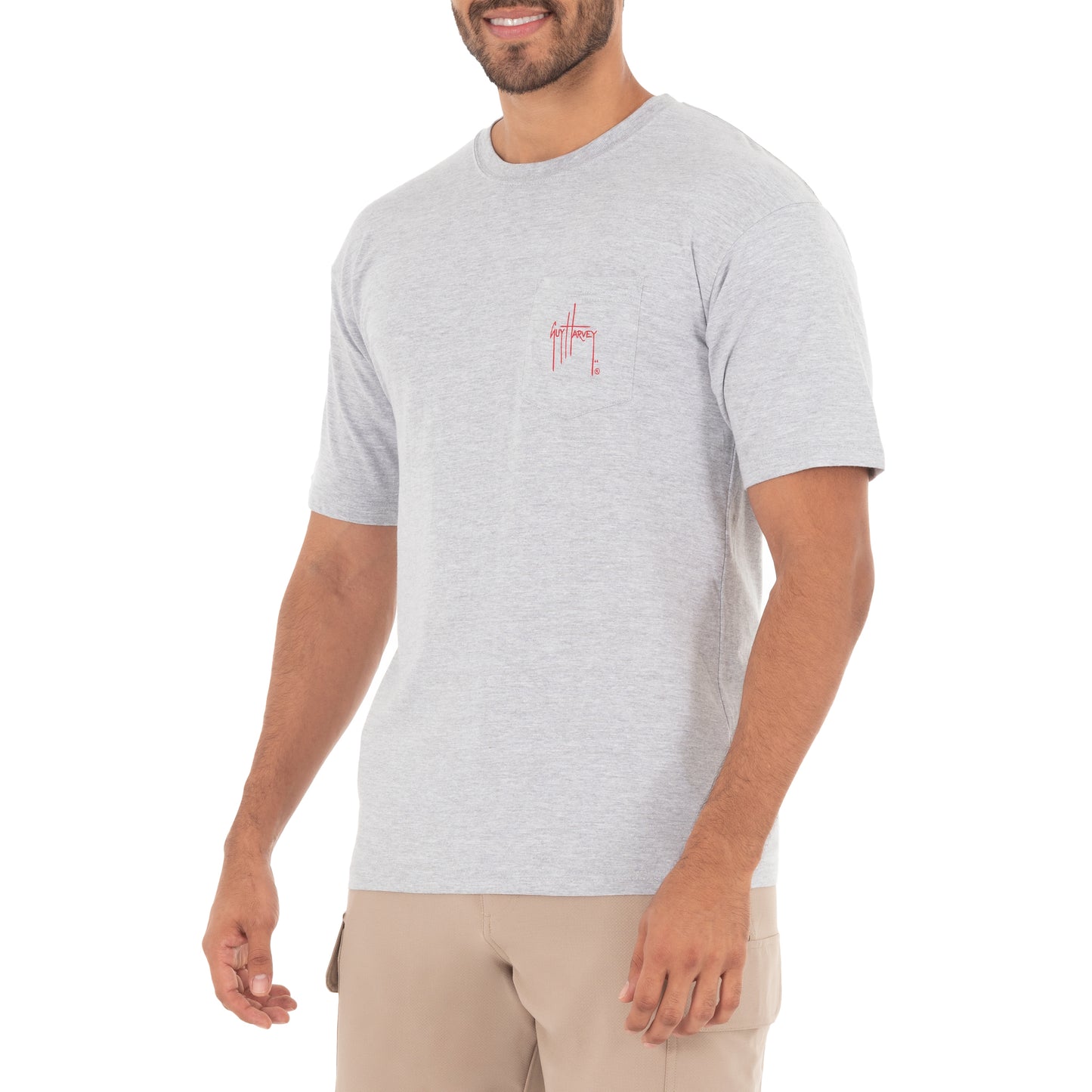 Mens Core Sailfish Short Sleeve Pocket Grey T-Shirt