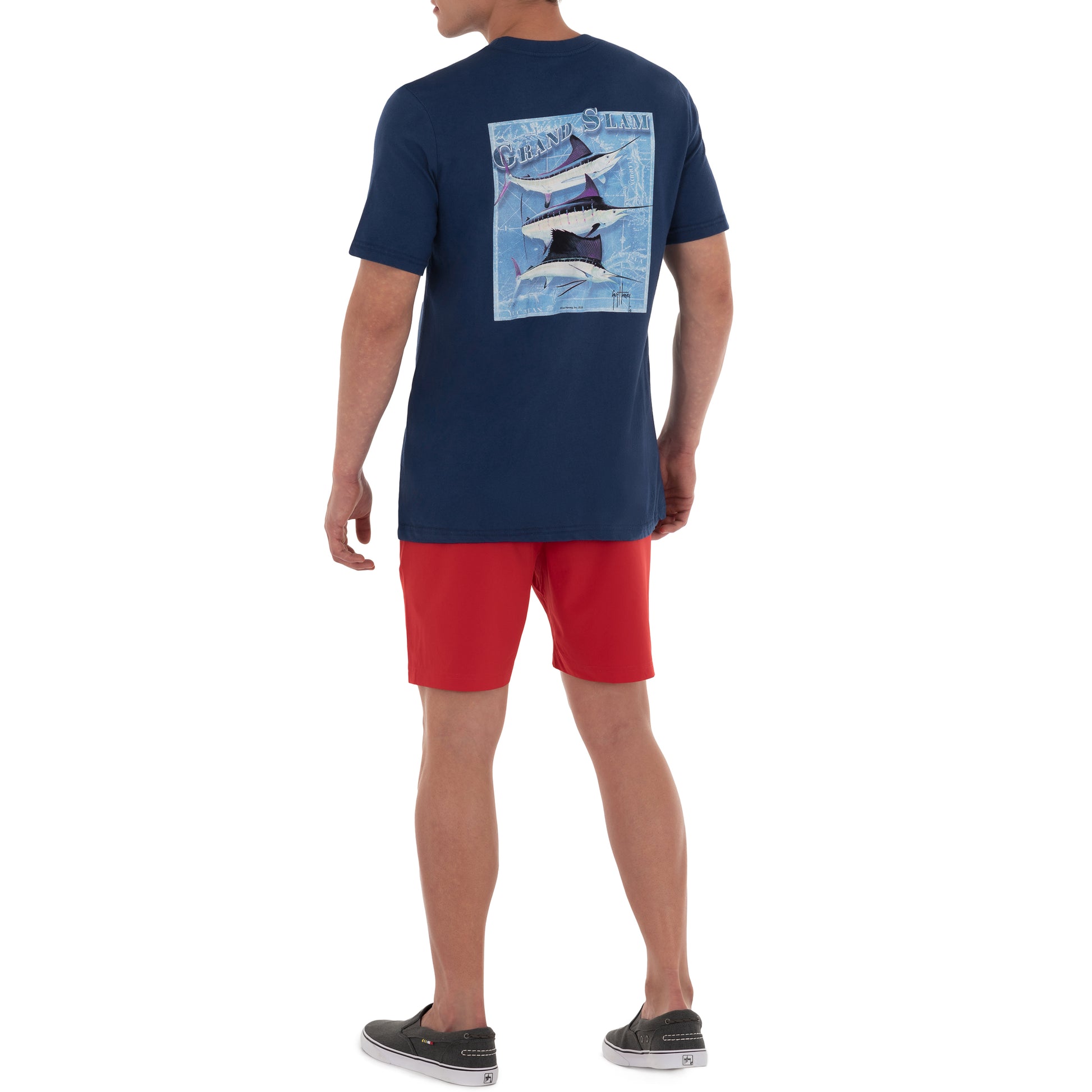 Men's Billfish Grand Slam Short Sleeve Pocket Navy T-Shirt View 3