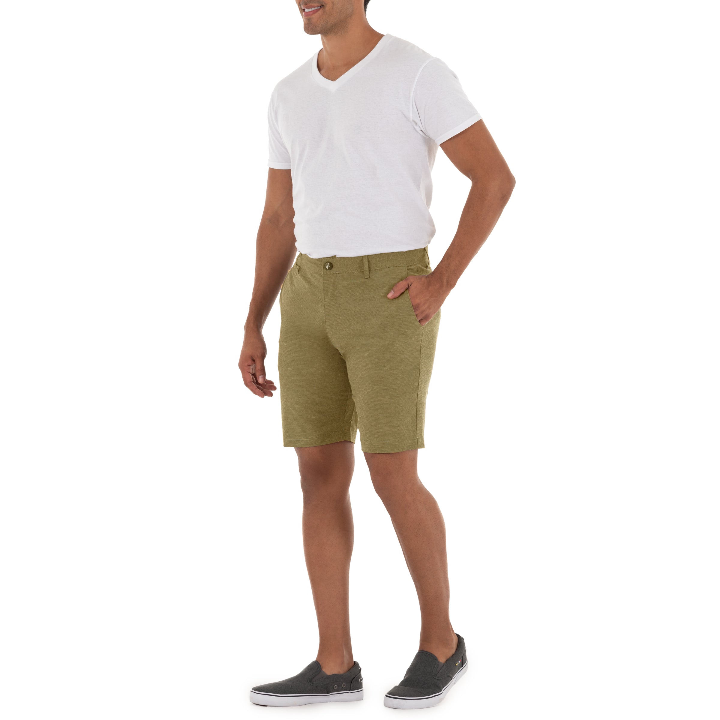 Men's 9" Hybrid Performance Khaki Walking Short View 2