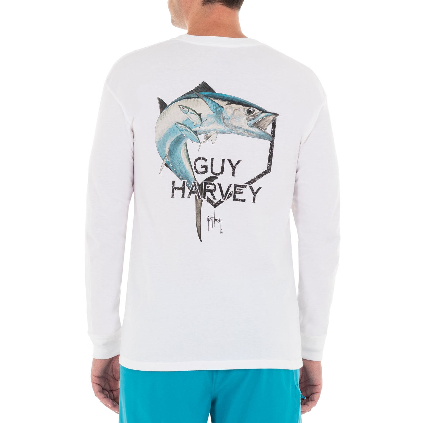 Men's Kingfish Core Long Sleeve Pocket White T-Shirt View 1