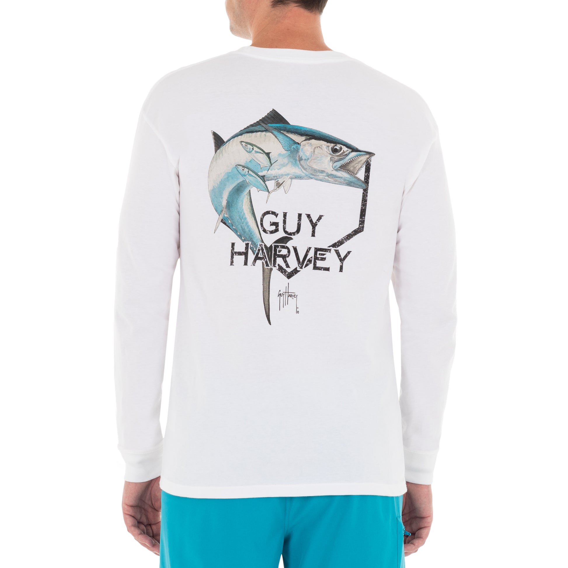 Men's Kingfish Core Long Sleeve Pocket White T-Shirt – Guy Harvey
