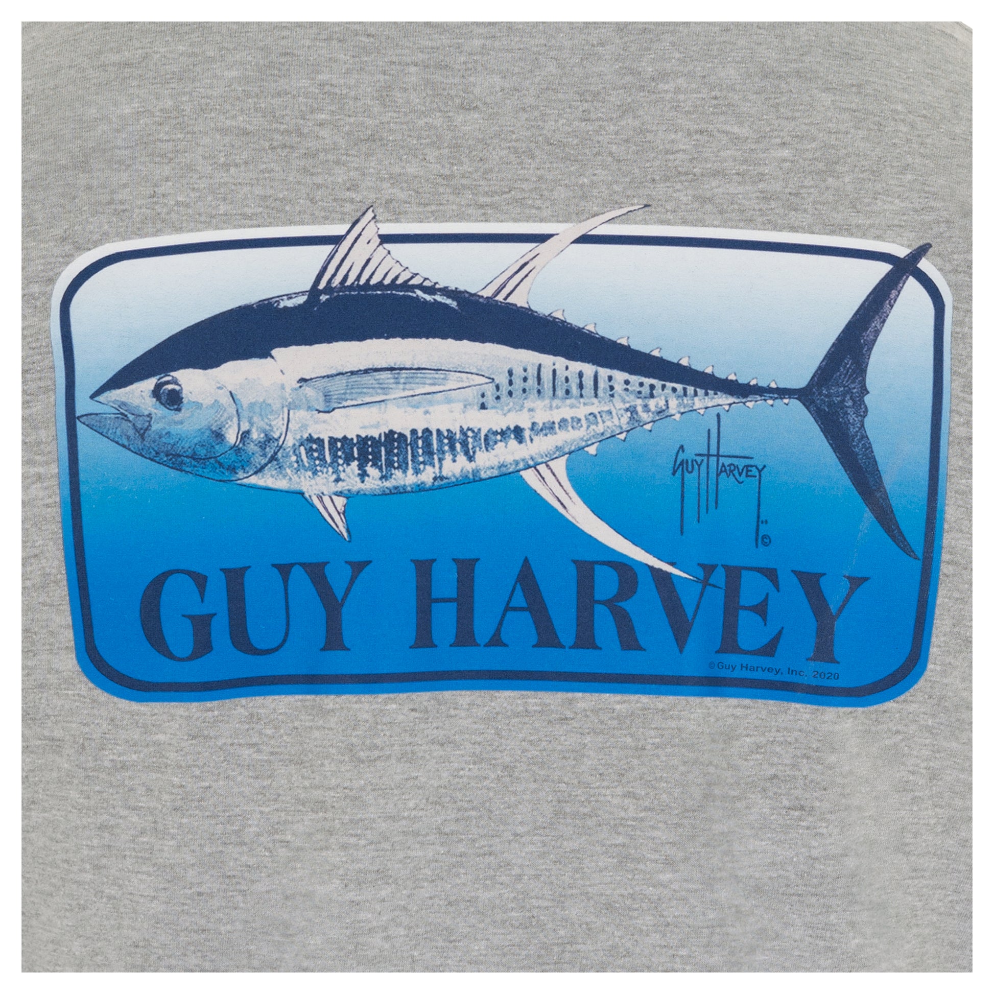 Guy Harvey | Men's Tuna Short Sleeve Pocket Grey T-Shirt, Small