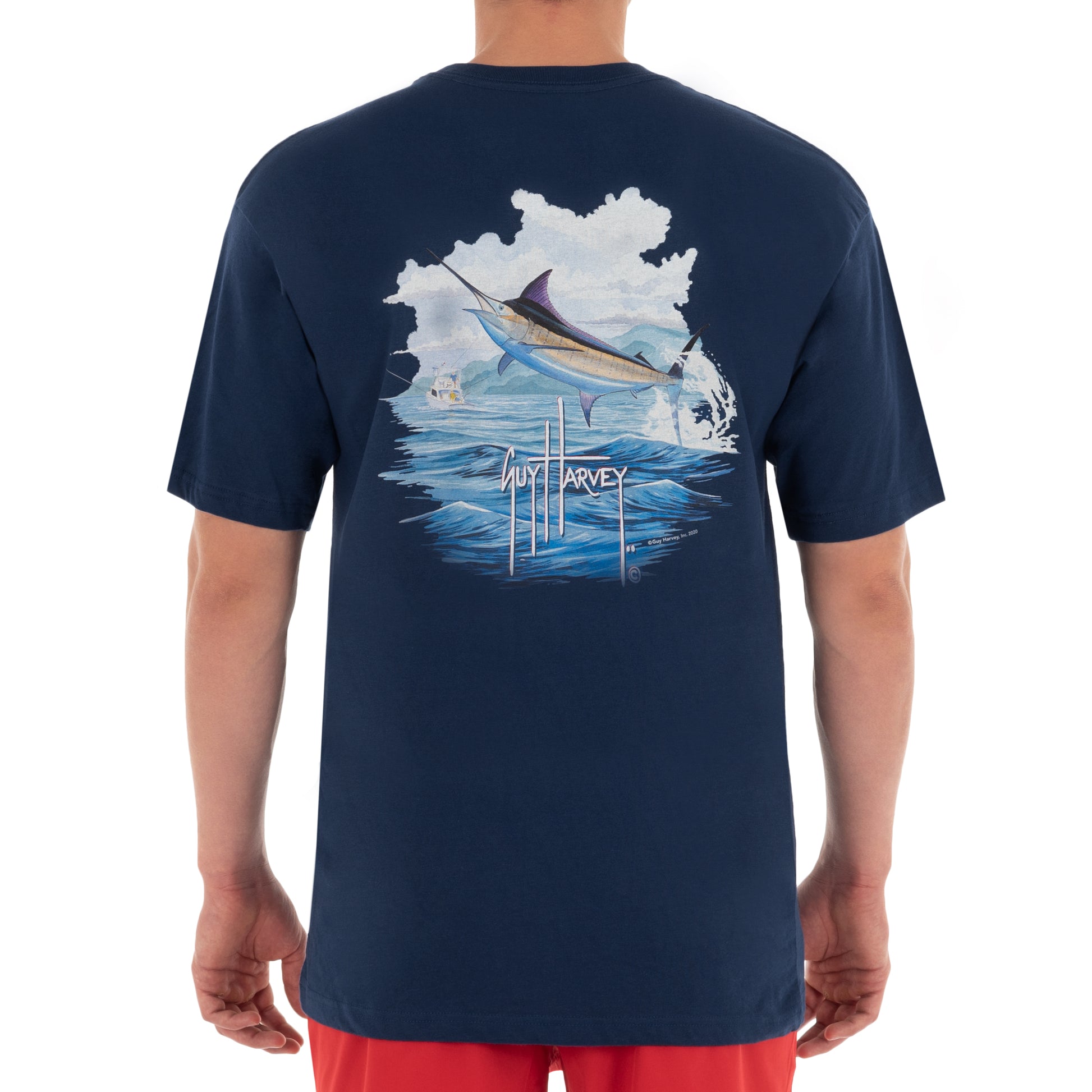 Men's Blue And Bertram Short Sleeve Pocket Navy T-Shirt View 1