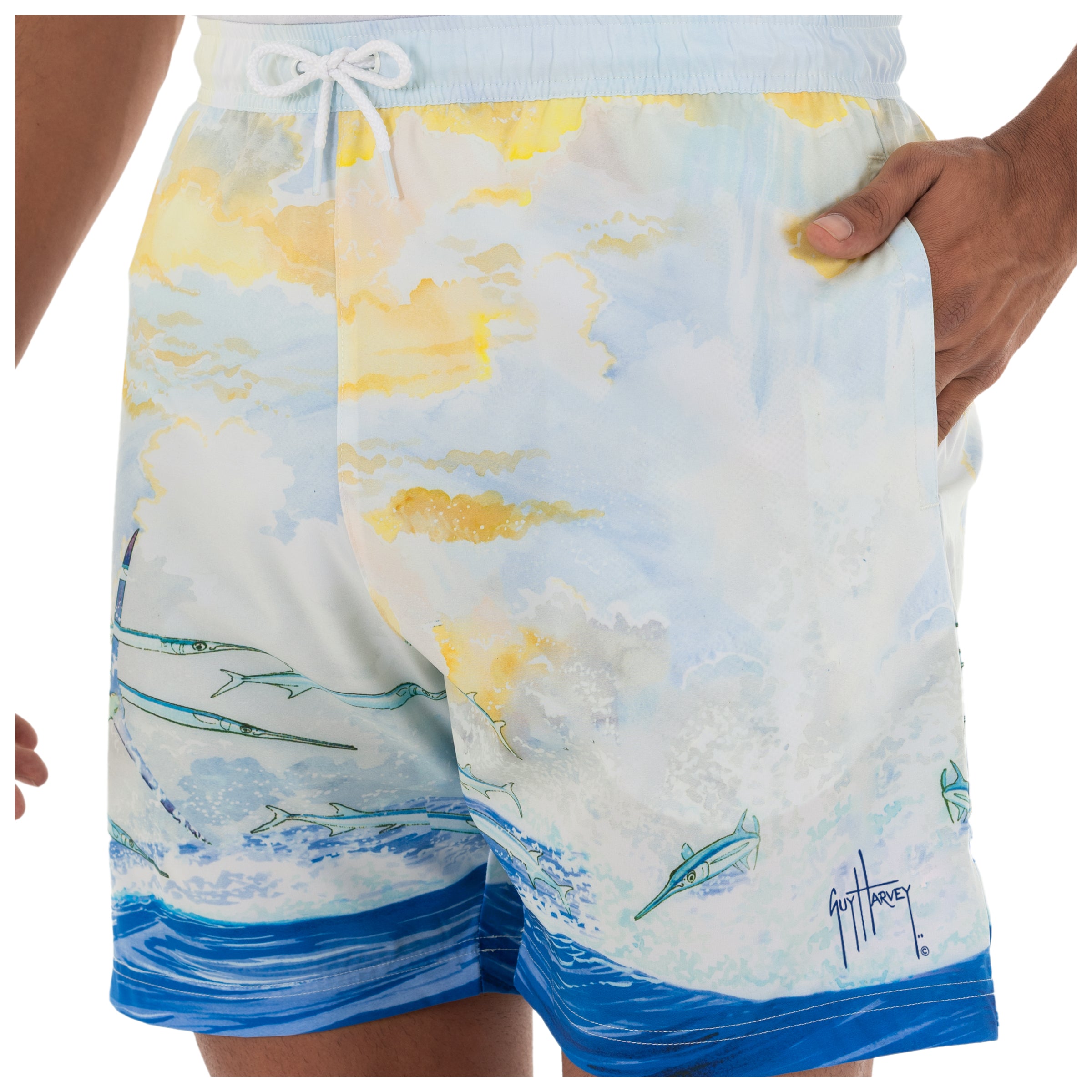 Men's Blue Sunrise Sailfish 7" Volley Swim Trunk View 5