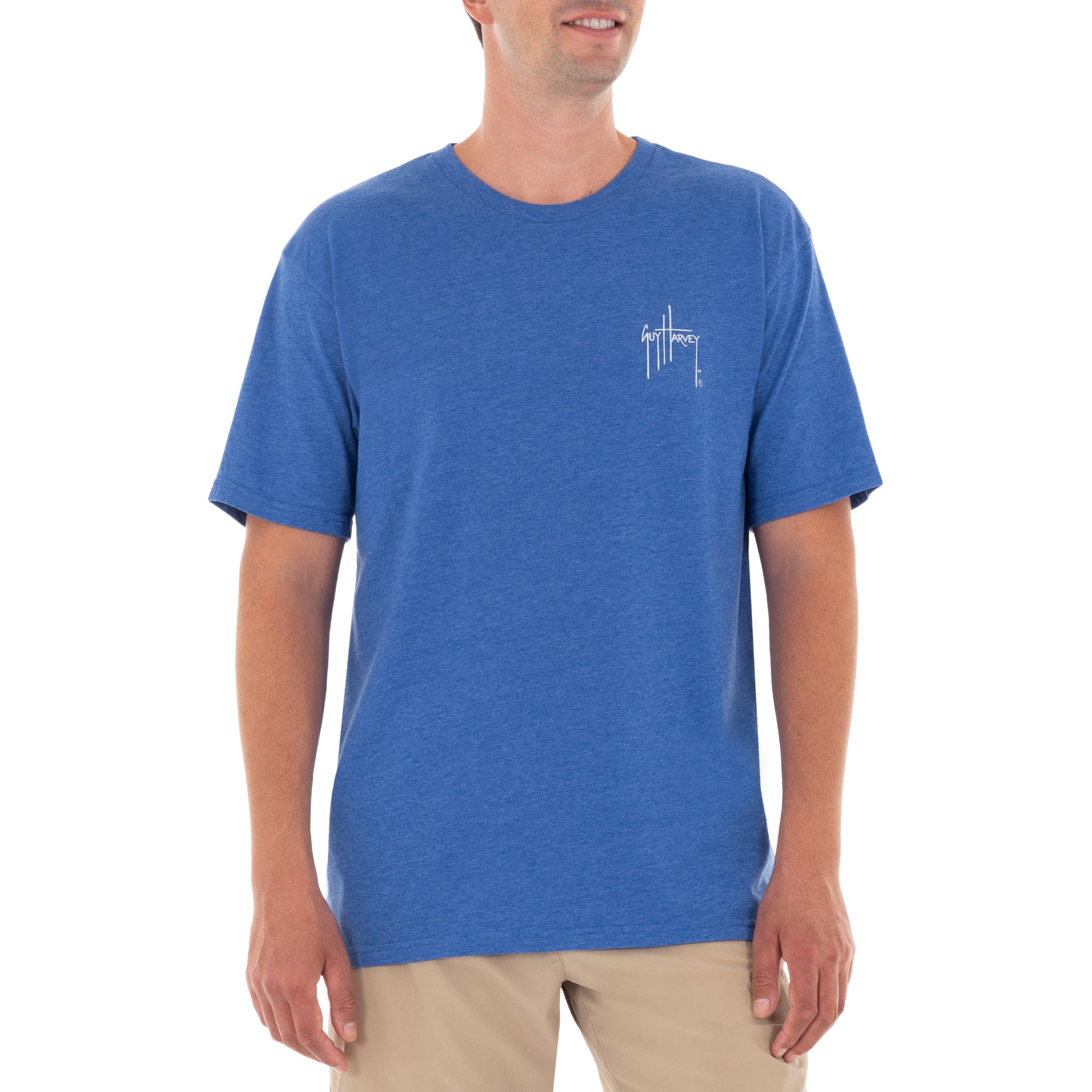 Guy Harvey | Men's Dr. Harvey Fishing Short Sleeve Royal T-Shirt, Medium