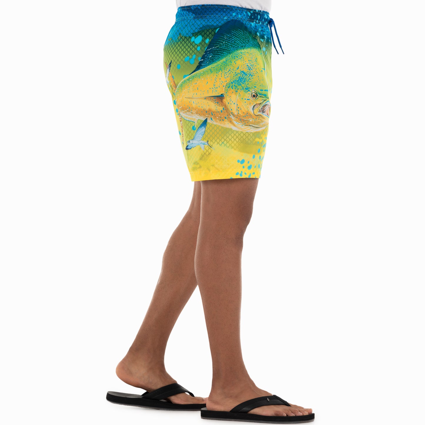 Men's Yellow Mahi Scales 7" Volley Swim Trunk View 5