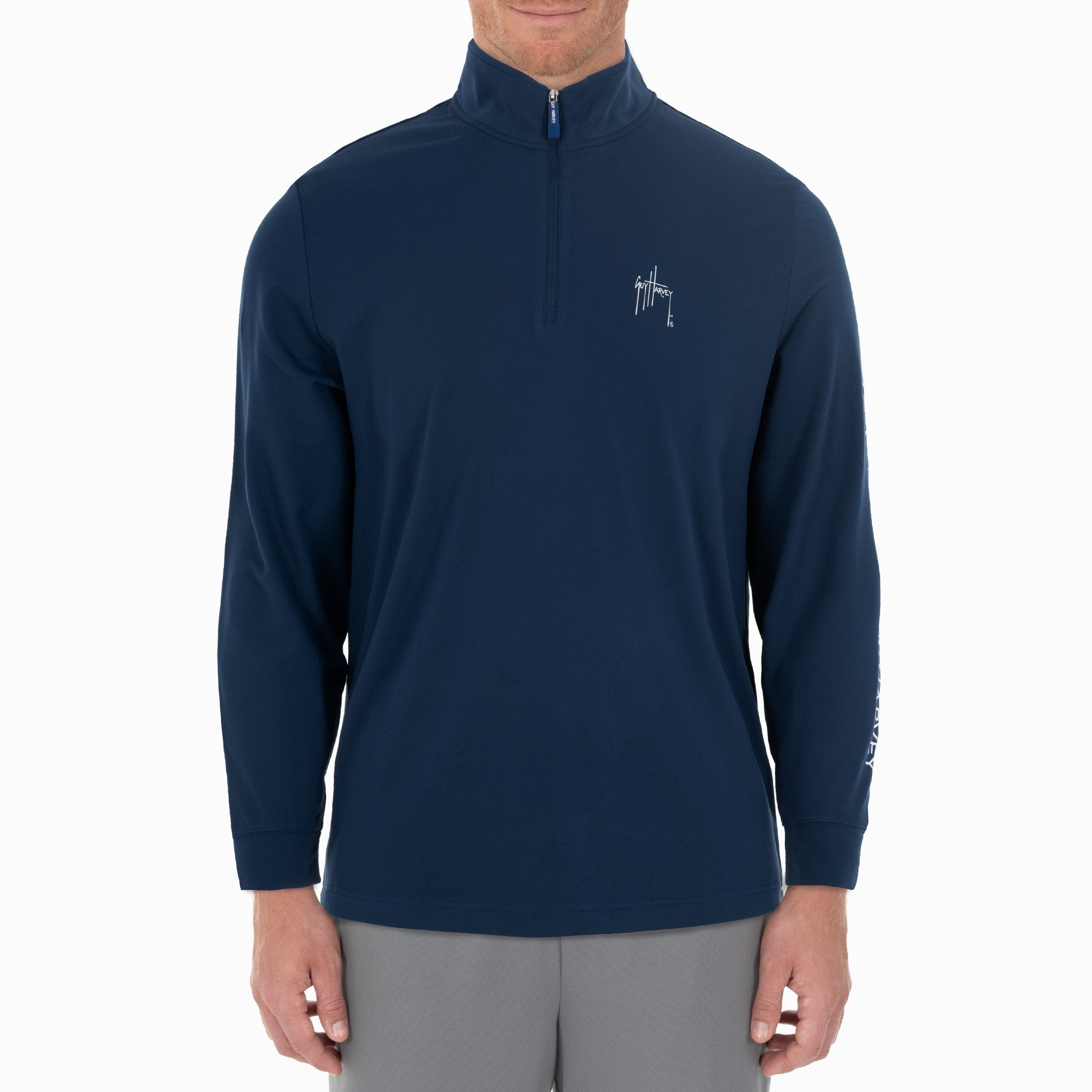 Men's Quarter Zip Lightweight Navy Pullover View 1