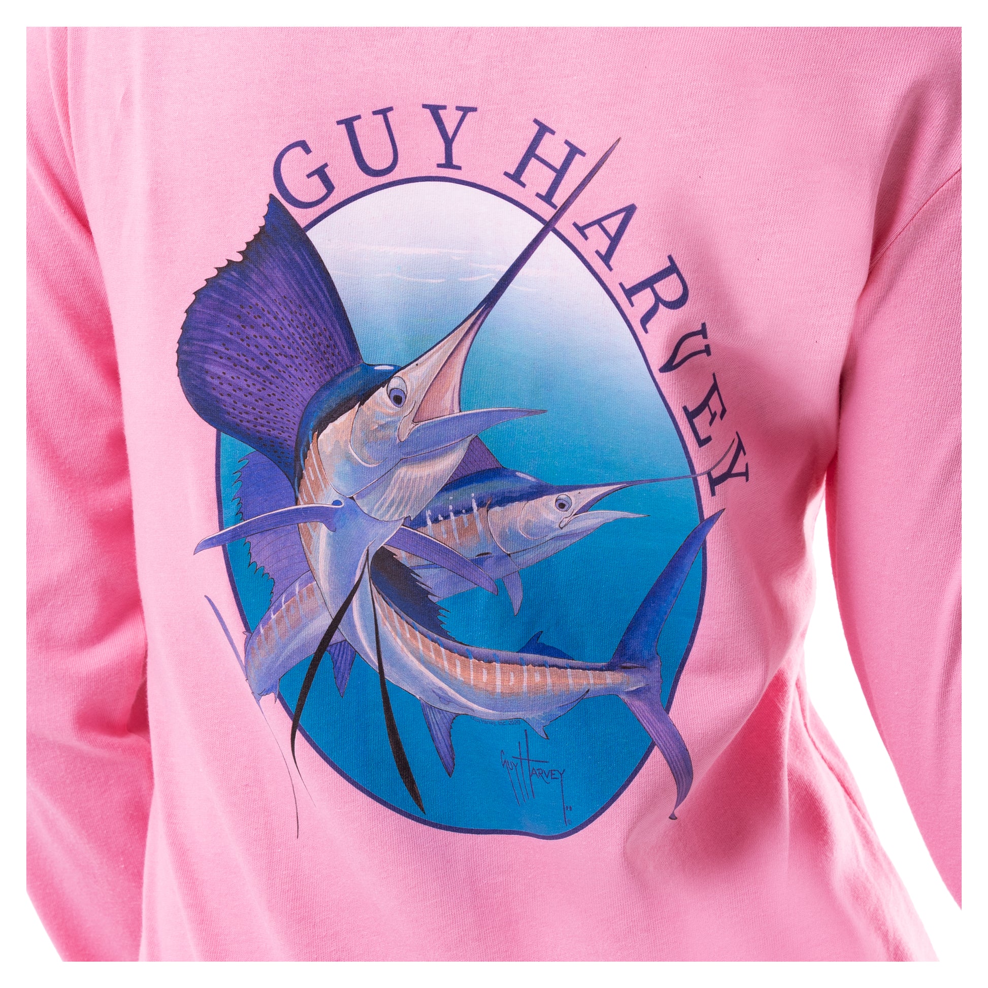 Guy Harvey | Ladies Two Sails Long Sleeve Crew Neck T-Shirt, 2XL | 100% Cotton