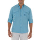 Men's Long Sleeve Heather Textured Cationic Blue Fishing Shirt