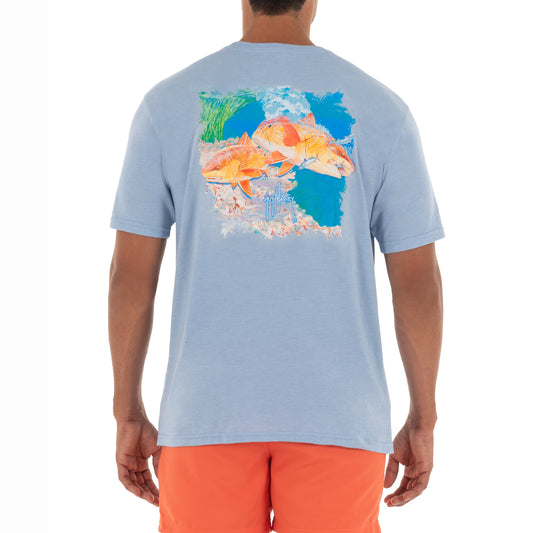 Men's Coastal Redfish Short Sleeve Blue T-Shirt View 1