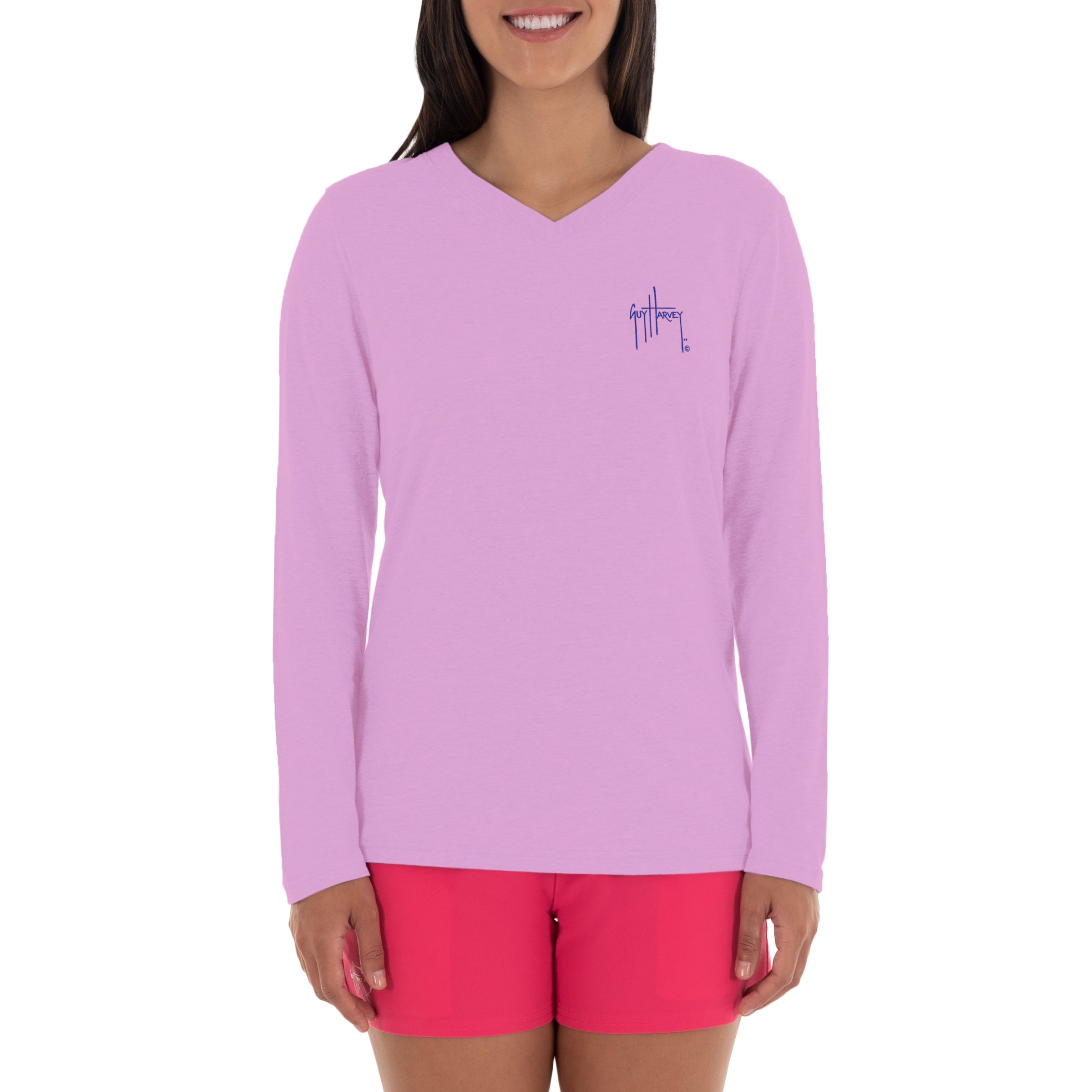 Ladies Sunset Long Sleeve Purple T-Shirt View 2