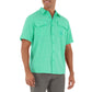 Men's Short Sleeve Heather Textured Cationic Green Fishing Shirt View 4