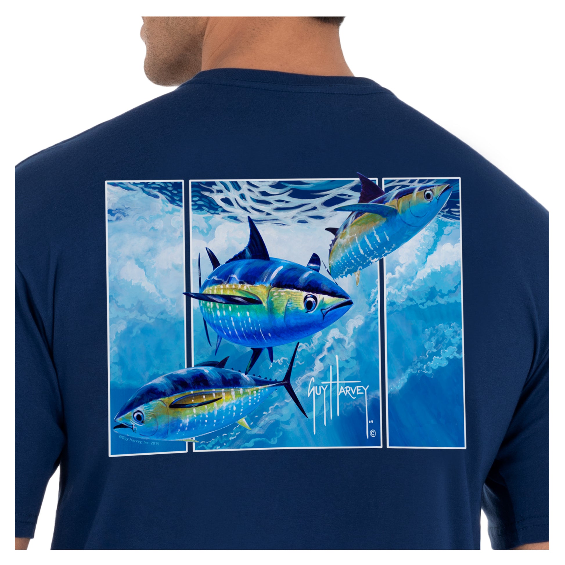 Men's Offshore Haul Tuna Short Sleeve Navy T-Shirt View 3