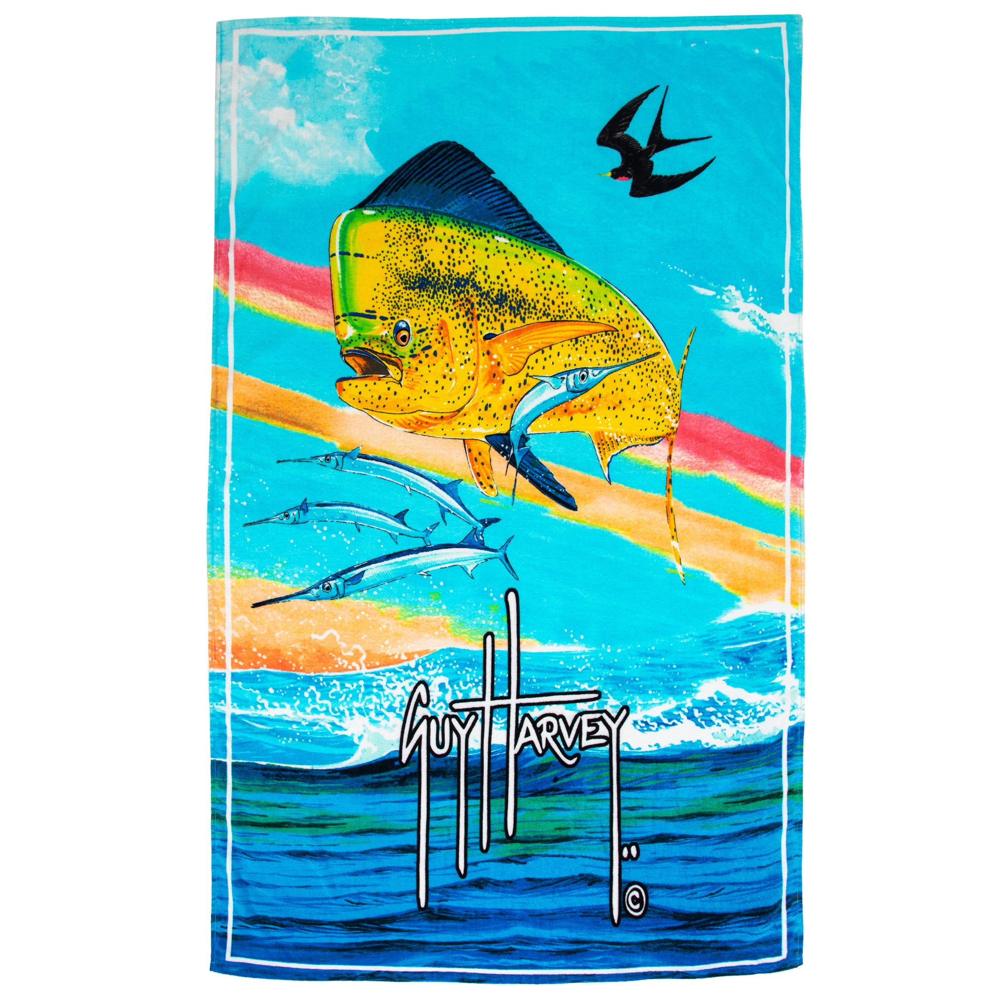 Mahi Rainbow Premium Beach Towel View 1