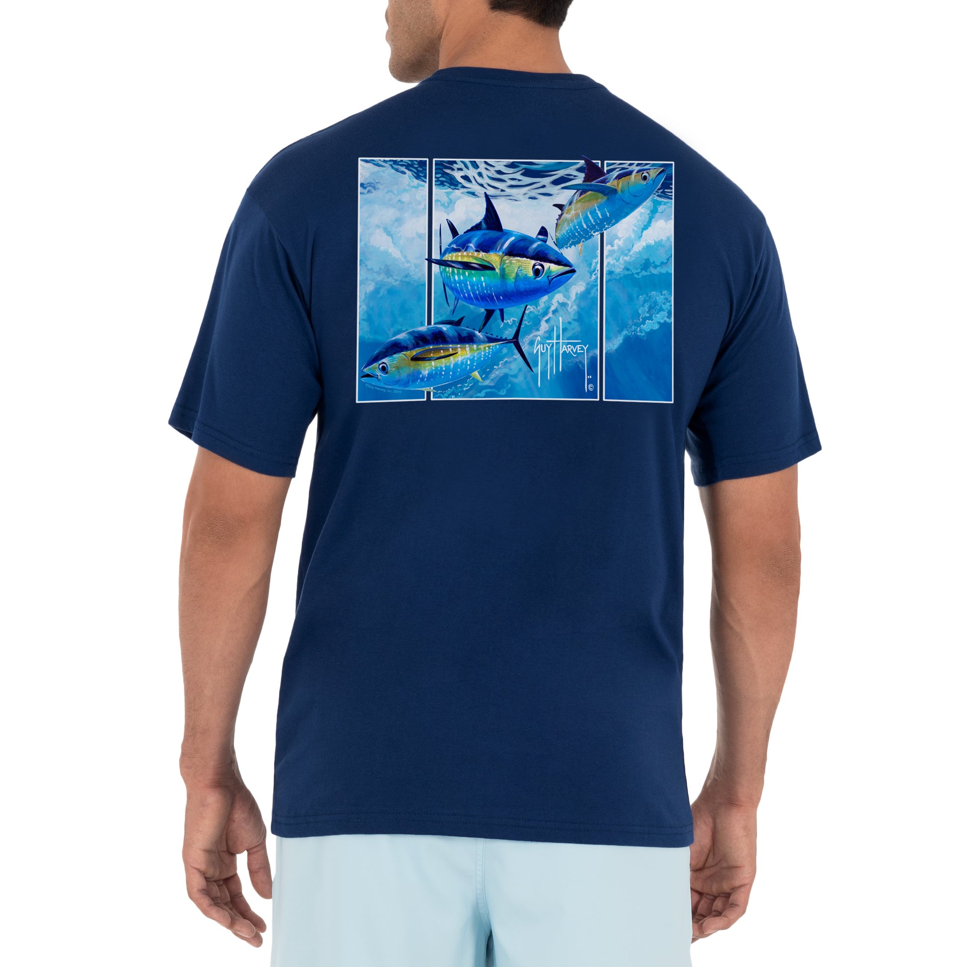Guy Harvey Mens Offshore Tuna Short Sleeve T-Shirt Blue Medium