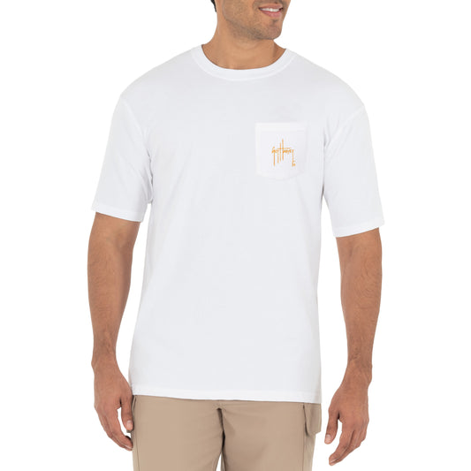 Men's Stacked Billfish Realtree White Short Sleeve Pocket T-Shirt View 2