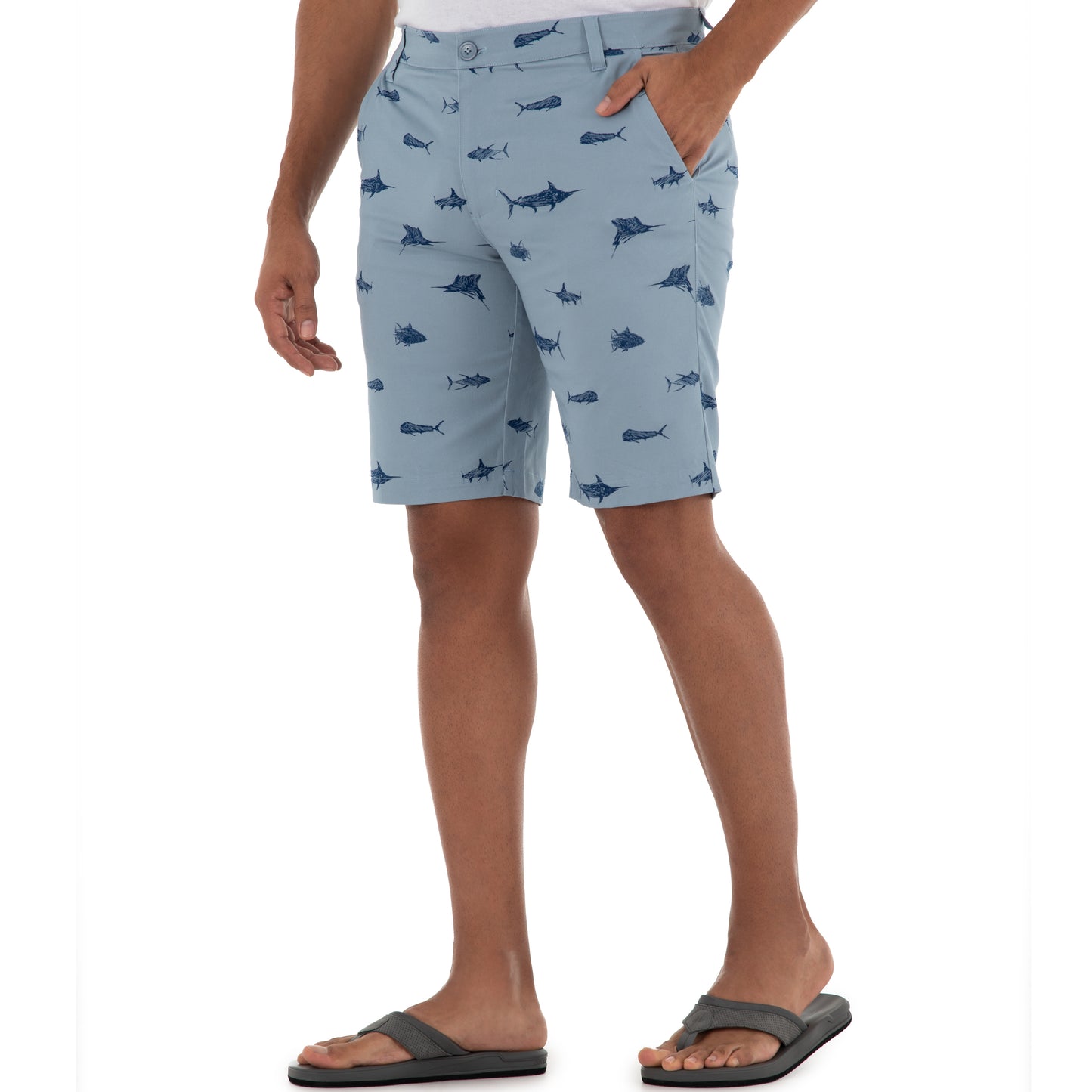 Men's 9" Performance Printed Blue Woven Short View 2