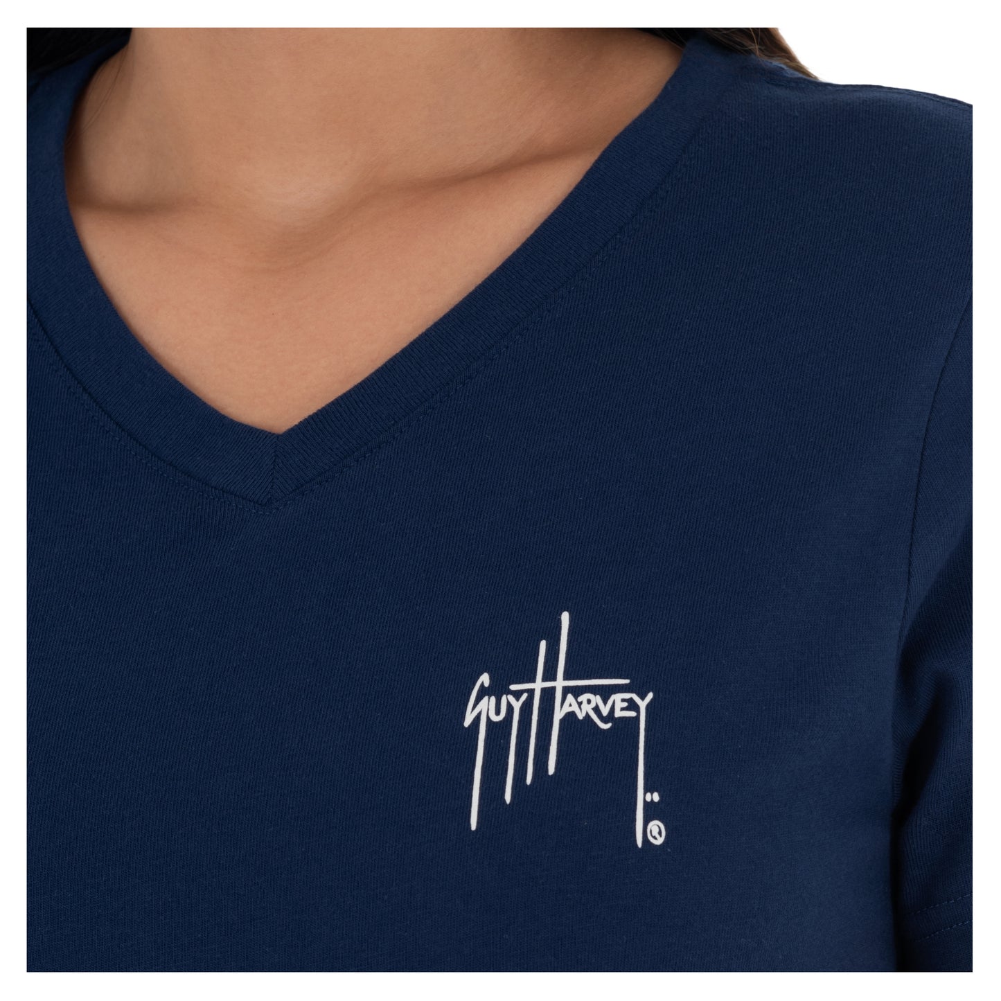 Ladies Mahi Scribble Short Sleeve Navy T-Shirt