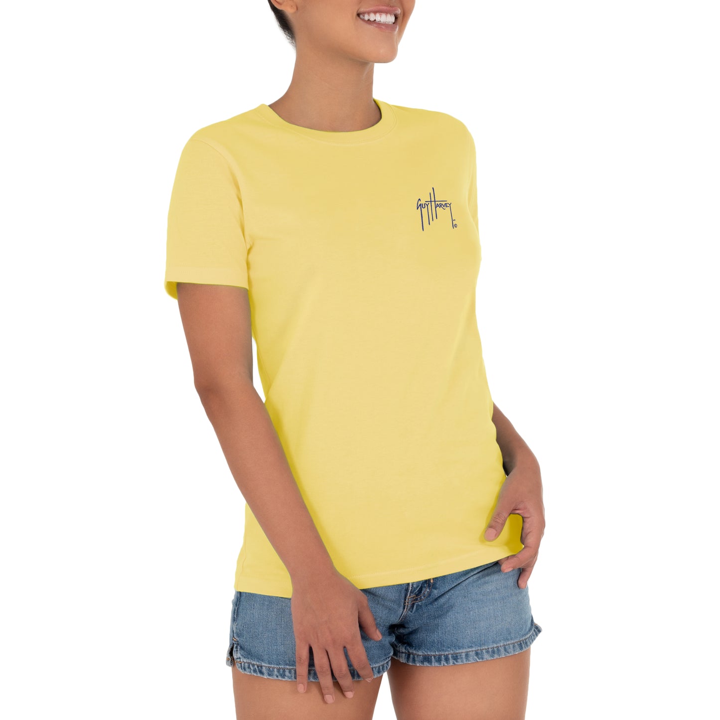 Ladies Tropic Short Sleeve Yellow T-Shirt View 6