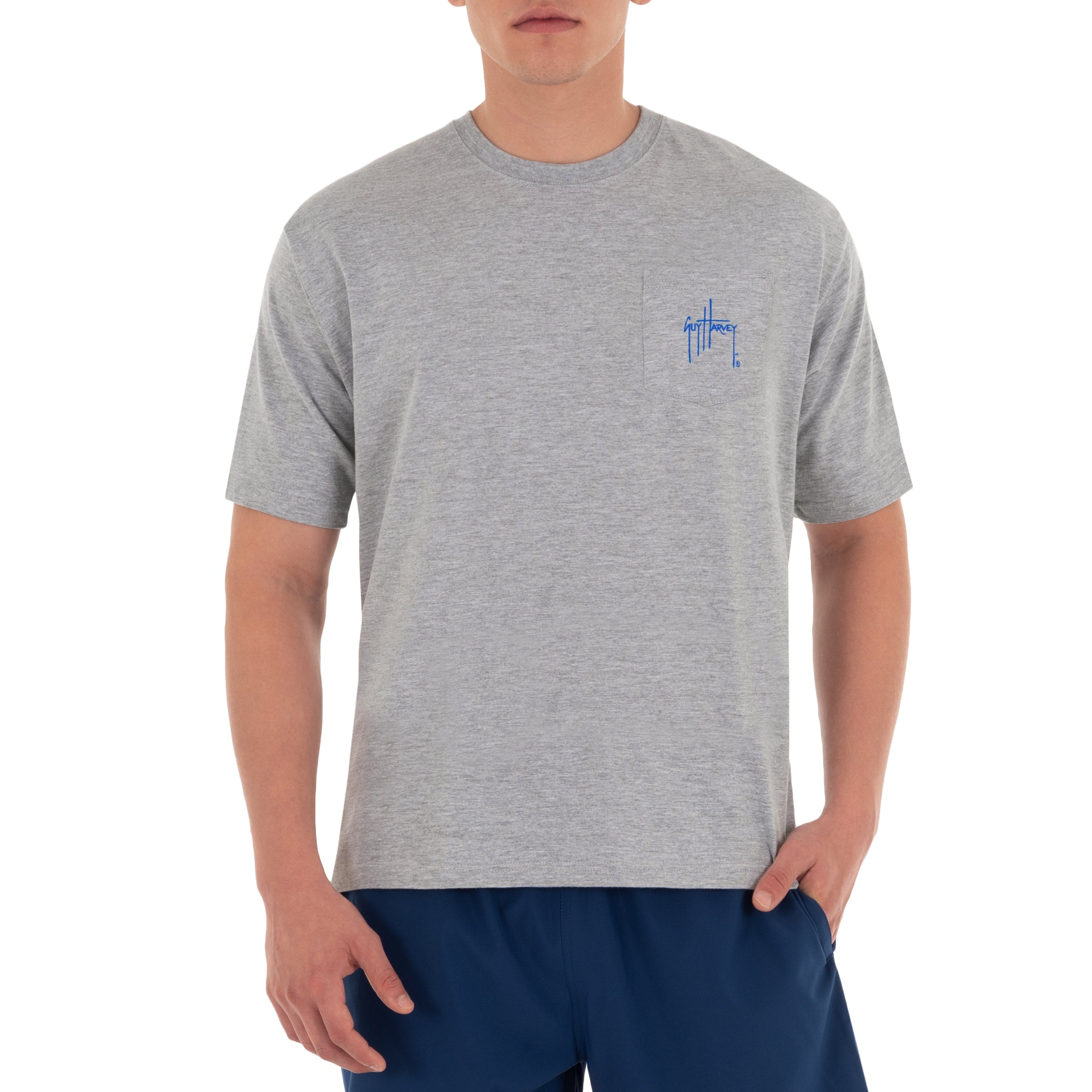 Men's Bonefish Catch II Short Sleeve Pocket Grey T-Shirt View 2