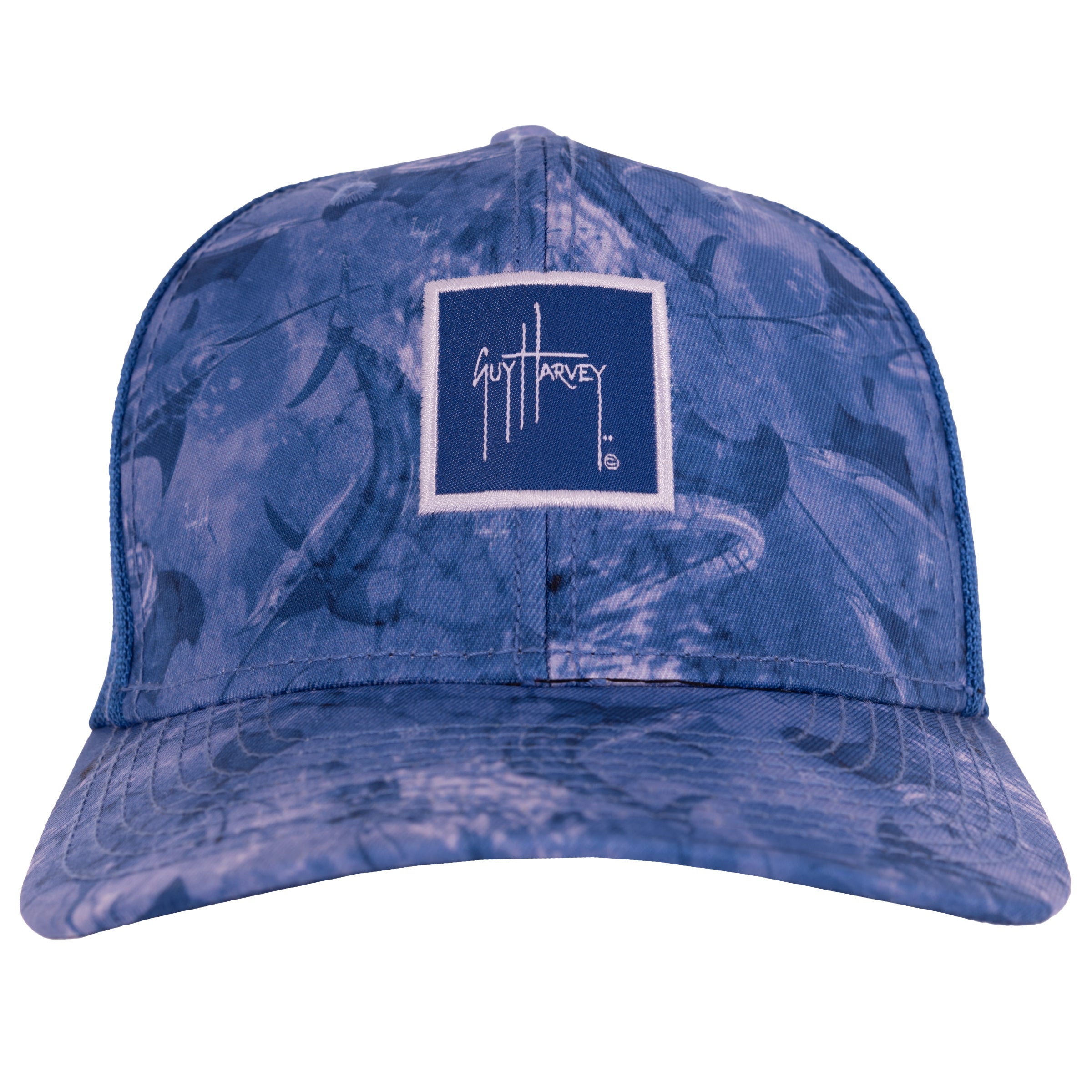 Men's Blue Salt Water All Over Flex Fitted Trucker Hat View 2