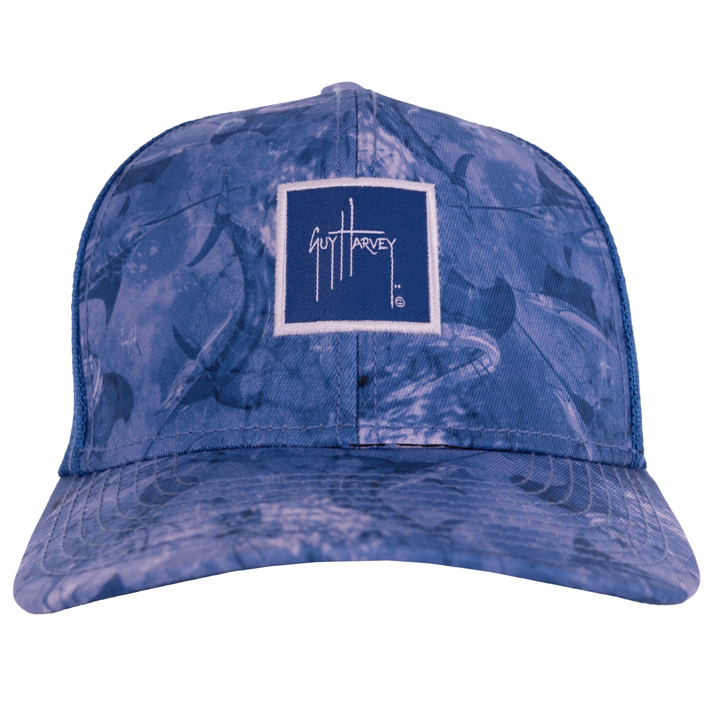 Men's Blue Salt Water All Over Flex Fitted Trucker Hat