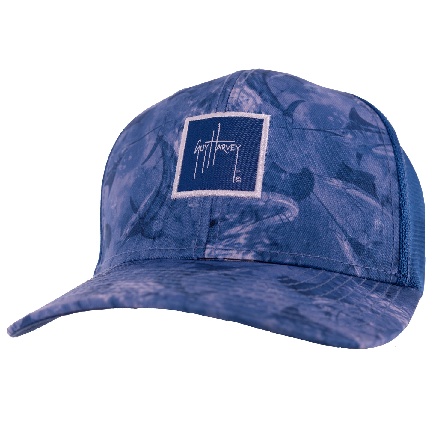 Men's Blue Salt Water All Over Flex Fitted Trucker Hat – Guy Harvey