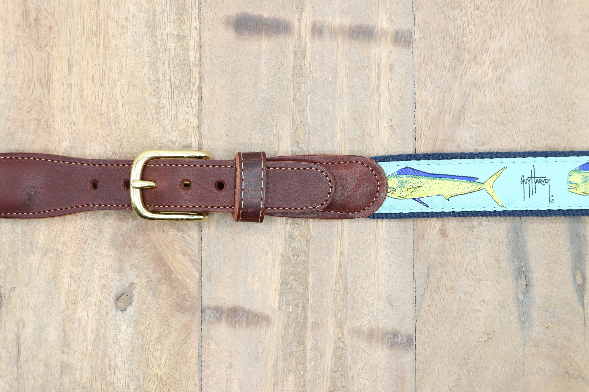 Men's Bull Dolphin Leather Tab Belt View 3