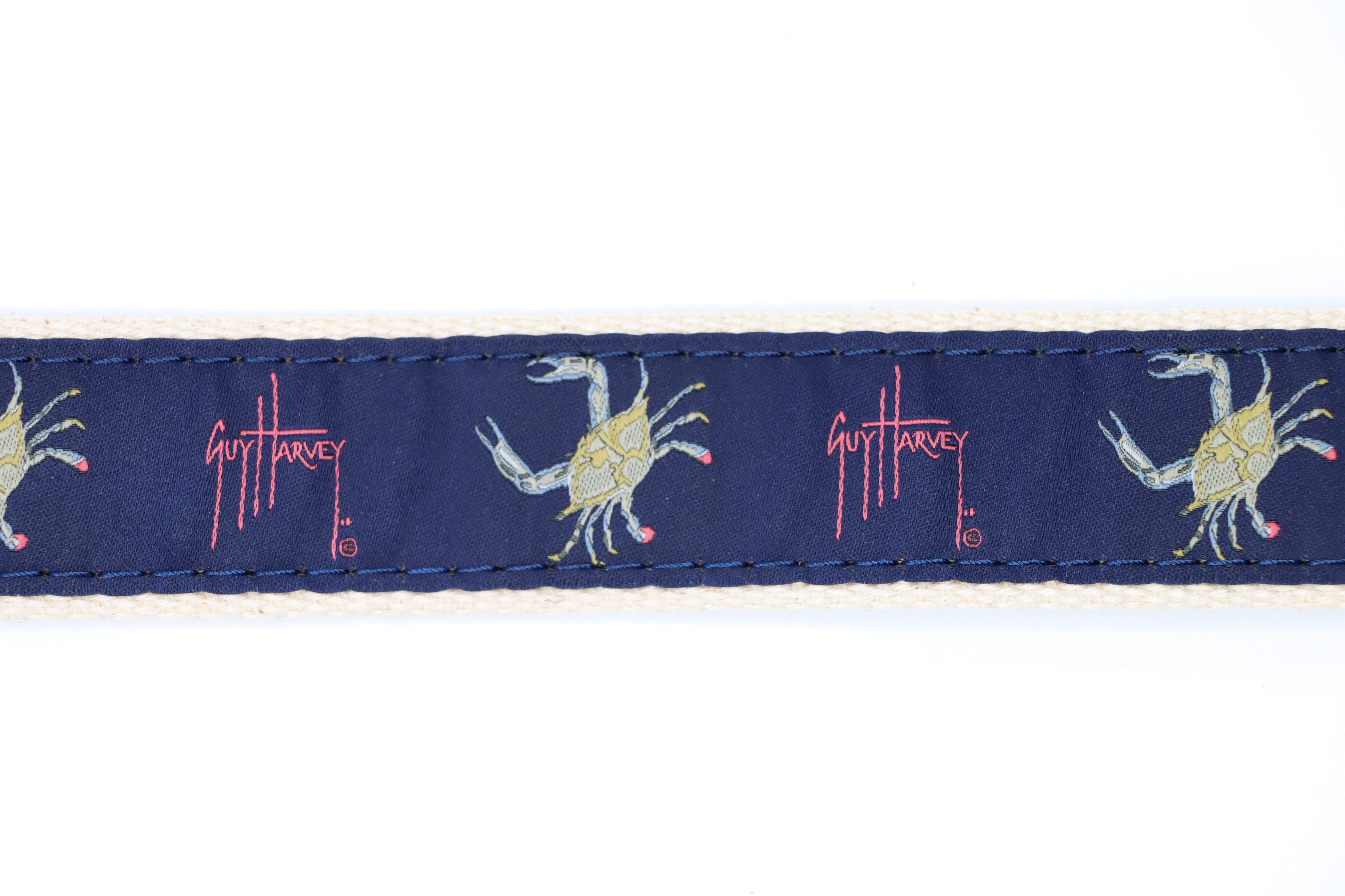 Men's Crab on Navy Leather Tab Belt View 2