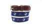 Men's Crab on Navy Leather Tab Belt View 1