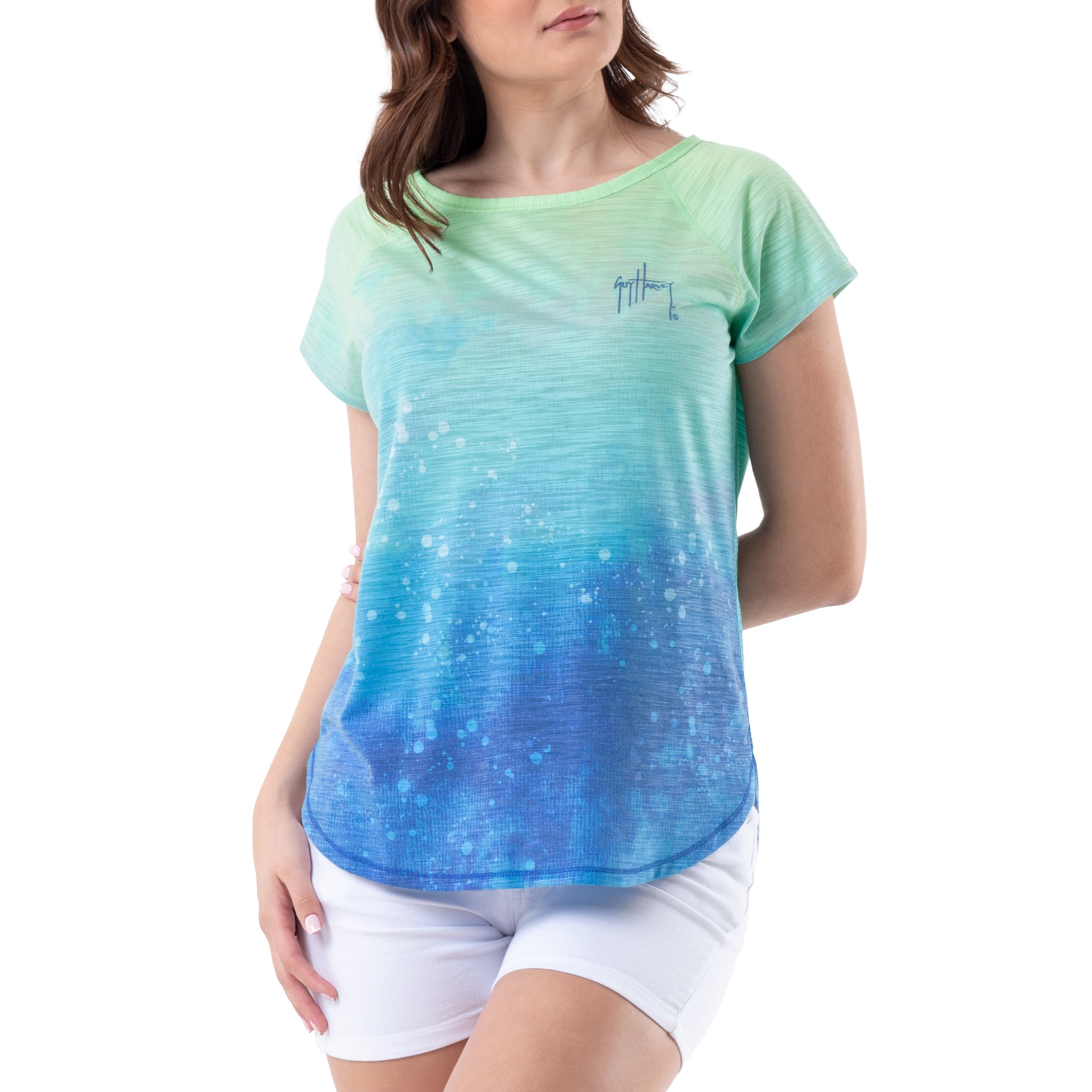 Ladies Southern Vibes Short Sleeve Poly/Rayon Slub Top View 1