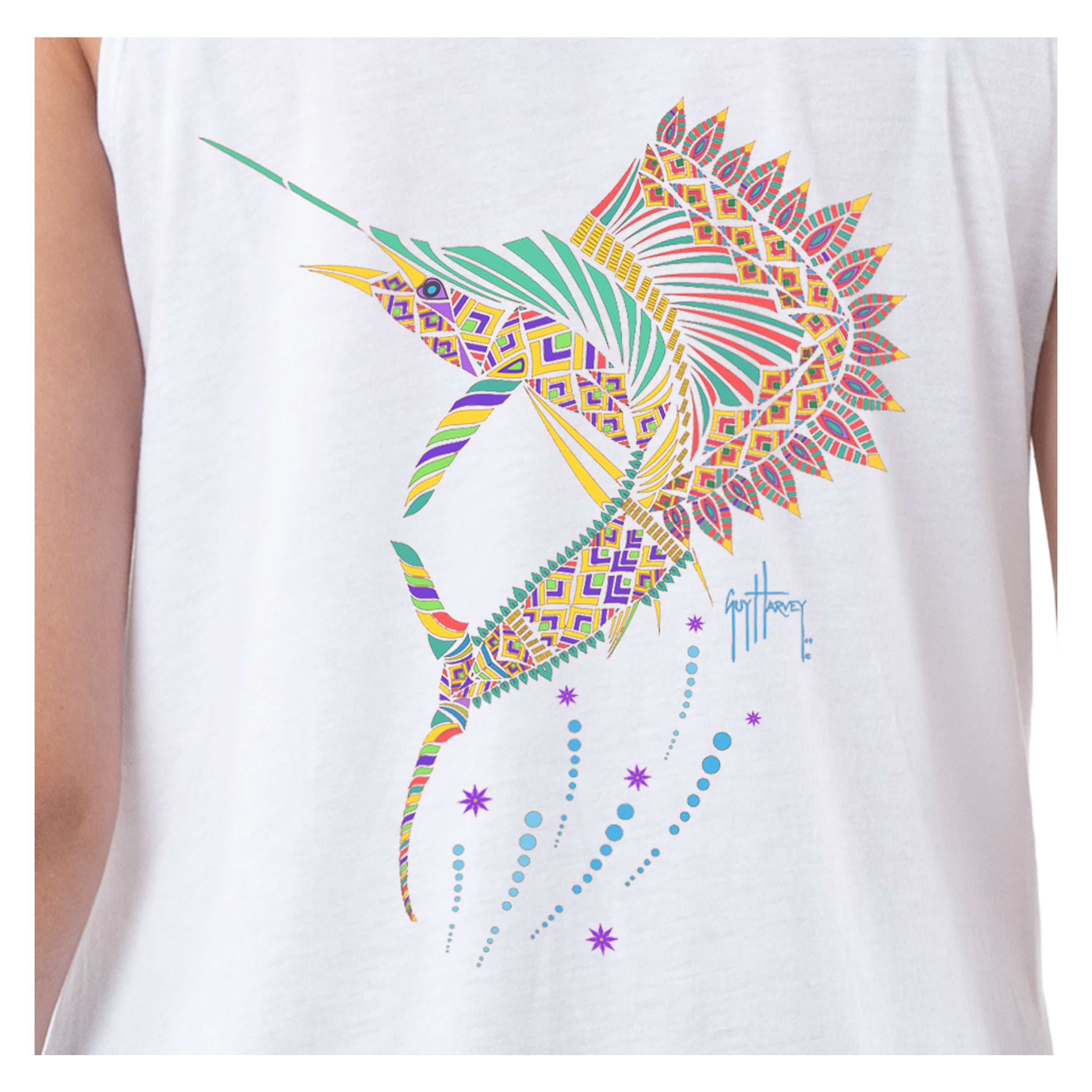 Ladies Sailfish Mandala Tank Top View 3